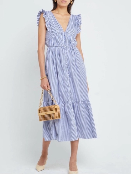 o.p.t Dresses & Skirts - O.P.T. Stella Blue & White Stripe Midi Dress